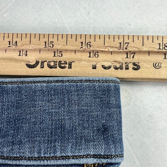 Spanx Jean Women 33x23* Cropped Wide Leg Patch Pockets Blue Stretch Denim Tag XL - Picture 16 of 16